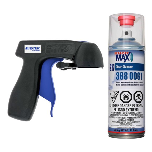 Spraymax 2K Clear Coat Aerosol Spray Can - High Gloss Automotive Clear Coat for Car Repair and New Paint Jobs - Two Stage Clear Coat - Professional Results - Bundled with Master Aerosol Trigger.