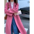 thumbnail image 2 of Abrigos de lana de lujo hechos a mano para mujer, de invierno 2022, de lana de doble cara, 100 % de diseño extra largo, abrigos coreanos para mujer, abrigos rosas, 2 of 5