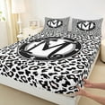 thumbnail image 3 of Feelyou Bowknot Letter M Full Size Sheets for Child, Leopard Cheetah Print Bed Sheets, Modern Fashion Style Sheet Sets, Microfiber Bedroom Decor, 4pcs, 3 of 7