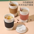 thumbnail image 4 of D5 Biodegradable Coffee Water Cup with Lids Wheat Straw Cup Reusable Portable Cup Dishwasher Safe Coffee Mug Espresso Travel Cup (black), 4 of 7
