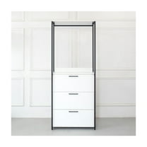 Fiona Wood and Metal Walk-in Closet with Three Drawers