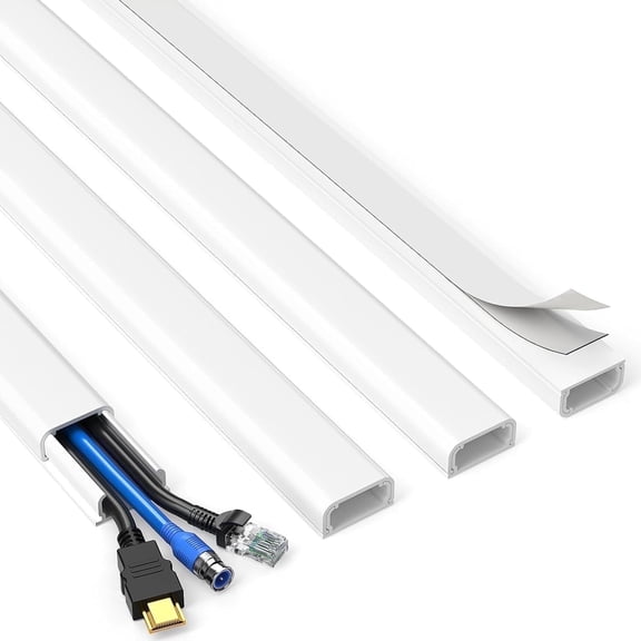 LazySpin 56.7 in Cable Cover Cord Concealer, White, 4 Pieces Pack