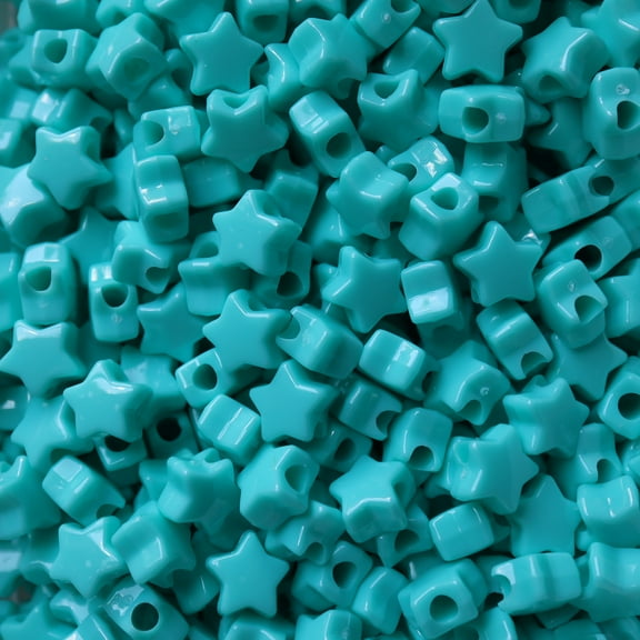 Star Beads Lt Turquoise Opaque 13mm Pony Beads Large Hole Made in USA