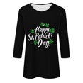 thumbnail image 4 of Meichang Hauts de la Saint-Patrick pour Femmes Trèfle Porte-Bonheur à Quatre Feuilles T-Shirts à Imprimé Trèfle Manches 3/4 Hauts Irlandais T-Shirts de la Saint-Patrick Blouses à Col Rond, 4 of 4