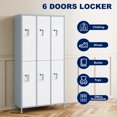 thumbnail image 4 of AUHUP Metal Locker for Employees with Hooks, Industrial Steel Storage Locker for School Gym Home Office Staff, White Gray-6 Doors Metal Storage Cabinet, 4 of 10