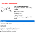 thumbnail image 2 of Front Left Window Regulator - Compatible with 2001 - 2003 Dodge Caravan 2002, 2 of 2