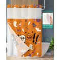 thumbnail image 2 of No Hook Shower Curtain with Snap in Liner, Halloween Skeleton Pumpkin Ghost Candy Graffiti Hotel Shower Curtains for Bathroom, Washable Shower Curtain Liner Set with Mesh Top Window, 72"x84", 2 of 6