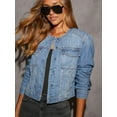 thumbnail image 5 of Women'S Jackets Distressed Denim Jackets Button-Down Vintage Western Trucker Jacket Blue XL, 5 of 9