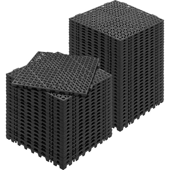Interlocking 50 PCS Black Drainage Tiles 12x12x0.5 Inches, Outdoor Floor Tiles for Pool Shower Bathroom Deck Patio Garage