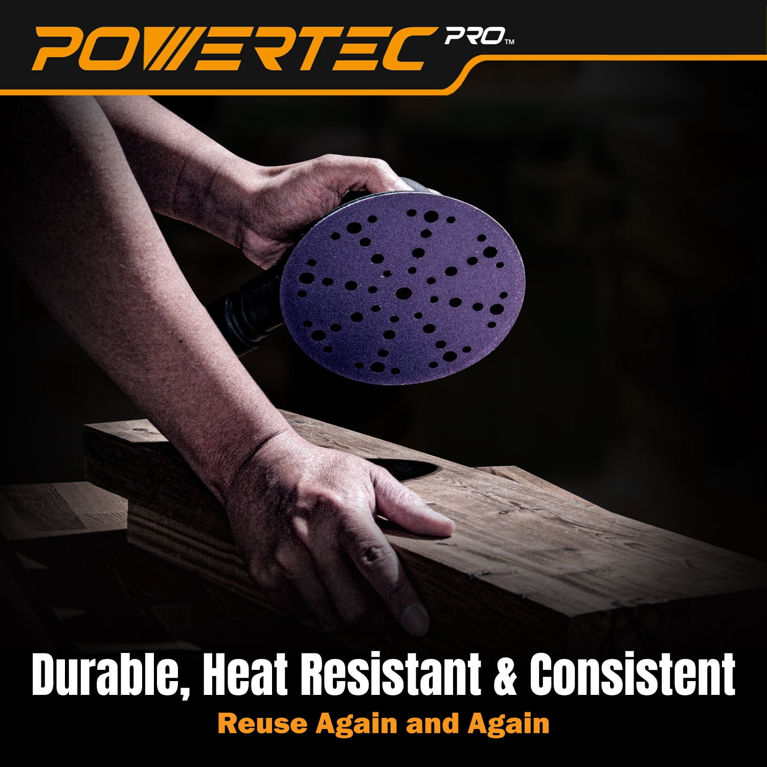 POWERTEC 50PK PRO 6 Inch 49 Holes Sanding Disc, 220 Grit, Zirconia Hook and Loop Film Backing Sandpaper for Festool Random Orbital Sanders - Automotive, Paint, Metal, Woodworking, 46122Z-50
