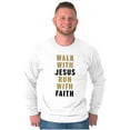 thumbnail image 3 of Walk With Jesus Christ Run Religious Long Sleeve TShirt Men Women Brisco Brands S, 3 of 6