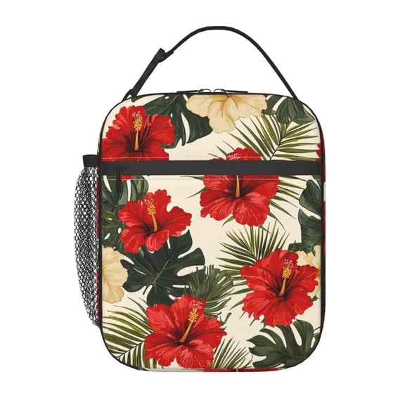 Tropical Floral Lunch Box Reusable Portable Lunch Bag Tote Bag for Work Picnic Hiking