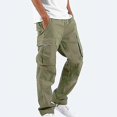 thumbnail image 5 of Pants For Men Solid Casual Multiple Pockets Outdoor Straight Type Fitness Long Pants, 5 of 5