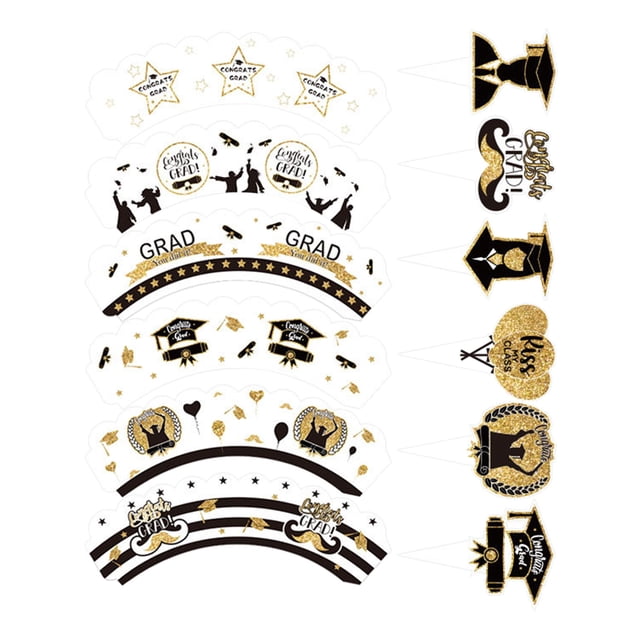 Party Supplies Set 2026 Graduation Cupcake Toppers 2026 Graduation Cupcake Liners Decorations with Picks Grad Cake Topper and Decoration Kit,Balloon Set,Banner Set,Table Decor,Confetti,Party Favors,E