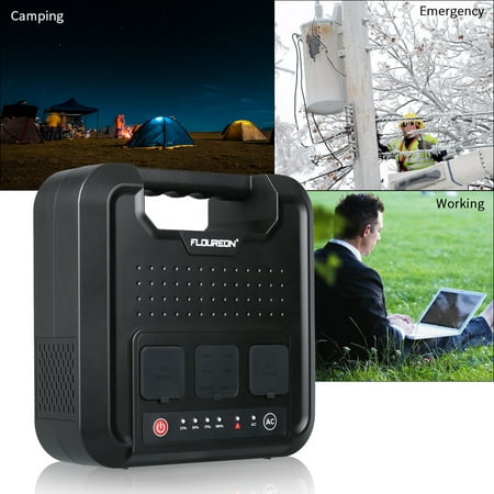 FLOUREON 220Wh Portable Power Station, 120V/300W 2 AC Outlets/4 USB Ports/Solar Input, Home Camping Emergency Power