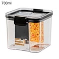 thumbnail image 3 of Cereal Storage Container Airtight Food Fresh Box Square Cereal Storage Container Kitchen Clear Sealed Jar Food Sacks Dispenser, 700ml, 3 of 7