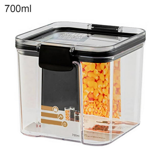 Cereal Storage Container Airtight Food Fresh Box Box Cereal Storage Container Square Clear Sealed Jar Food Sacks Dispenser, 700ml