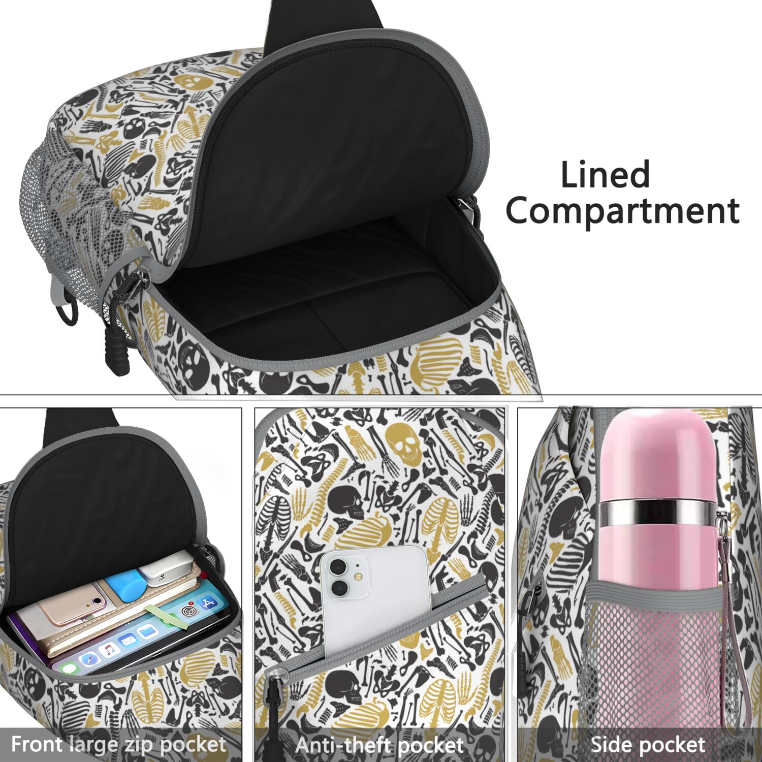 Solar and Lunar Eclipse Crossbody Bag Ethereal Cosmic Elements Sling Bag Anti-Theft Design & Travel-Ready for Outdoor Enthusiasts
