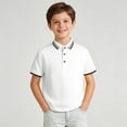 thumbnail image 7 of NAISIBABY Boys Polo Shirt, Button Collared Cotton Soft Short Sleeve School Uniform Pique Shirt White 11T, 7 of 7