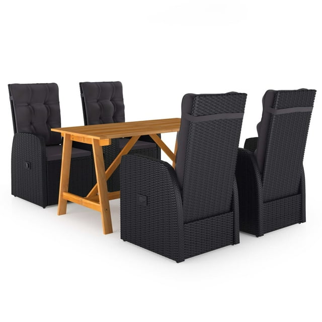 vidaXL Ensemble de Salle à Manger de Jardin 5 Pcs Noir