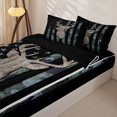thumbnail image 3 of Manfei Jungle Deer Us Flag Zipper Full Size Comforter Sets with Fitted Sheet and 2 Pillowcases,Grunge Camo Print Zipper Bedding Set,Black,Black Reversible,4pcs, 3 of 8