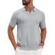 thumbnail image 4 of Camisa polo de punto texturizado para hombre, cuello en V, de manga corta, casual, para golf, talla L, gris claro, 4 of 6