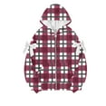 thumbnail image 2 of ZUKMRJPC Women's Vintage Plaid Hoodies Long Sleeve Cute Bow Full Zip Hooded Sweatshirt Fall Winter Warm Comfy Outwear with Pockets, 2 of 3