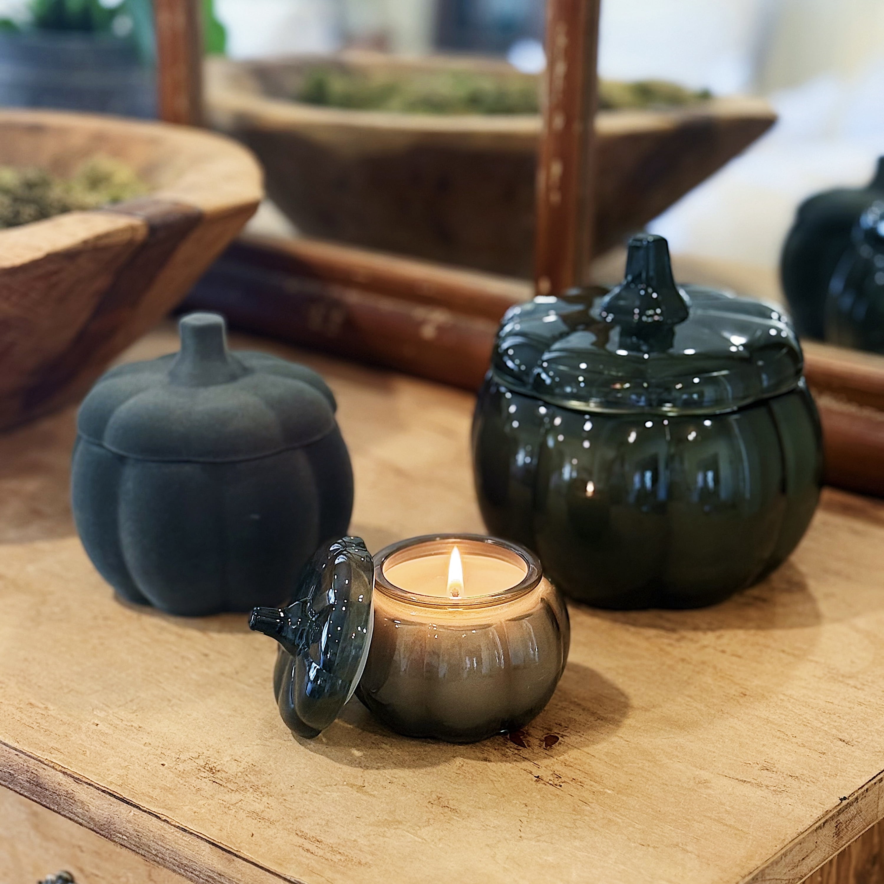 Better Homes & Gardens Fresh Cut Frasier Scented 2-Wick 10oz (284.3 g) Medium Flocked Pumpkin Jar Candle