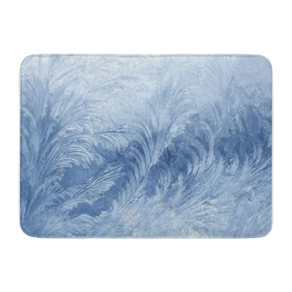 SIDONKU Blue Frost Ice Patterns on Winter Glass Frozen Window Doormat Floor Rug Bath Mat 30x18 inch