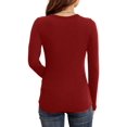 thumbnail image 2 of Women Fall Long Sleeve Stretch Slim Round Neck Ribbed Basic Top, 2 of 2