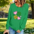thumbnail image 4 of Craaazy Women's Long Sleeve St Patricks Day Tshirts with Green Shamrock, 4 of 6