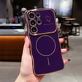 thumbnail image 2 of For Samsung Galaxy S25 FE Case Magnetic,for Women Girls Soft Rubber Cute Wave Frame Curly Shape Love Heart Luxury Plating Phone Case Compatible with MagSafe Shockproof Back Cover,Darkpurple, 2 of 7