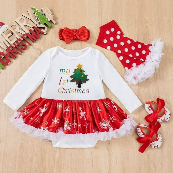 AmaMary Christmas Tree Outfit for 24 inch Reborn Dolls – Dress, Pants, Shoes & Headband