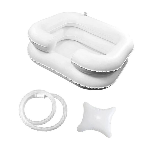 Cuenca de champú inflable, cuenca de lavado de cabello, bañera de lavado de cabello portátil de uso doméstico, plegable con almohada con lavabo de