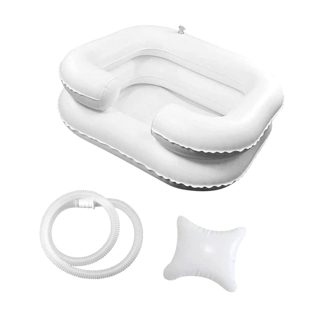 Cuenca de champú inflable, cuenca de lavado de cabello, bañera de lavado de cabello portátil de uso doméstico, plegable con almohada con lavabo de