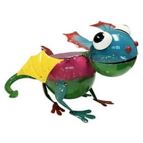 Continental Art Center 22050D Colorful Enameled Metal Winged Lizard Planter - Blue & Orange