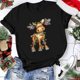 thumbnail image 5 of Camisas de Navidad Para Mujer Casual Cuello Redondo Manga Corta Impreso Top Odeerbi  ODB205681, 5 of 6