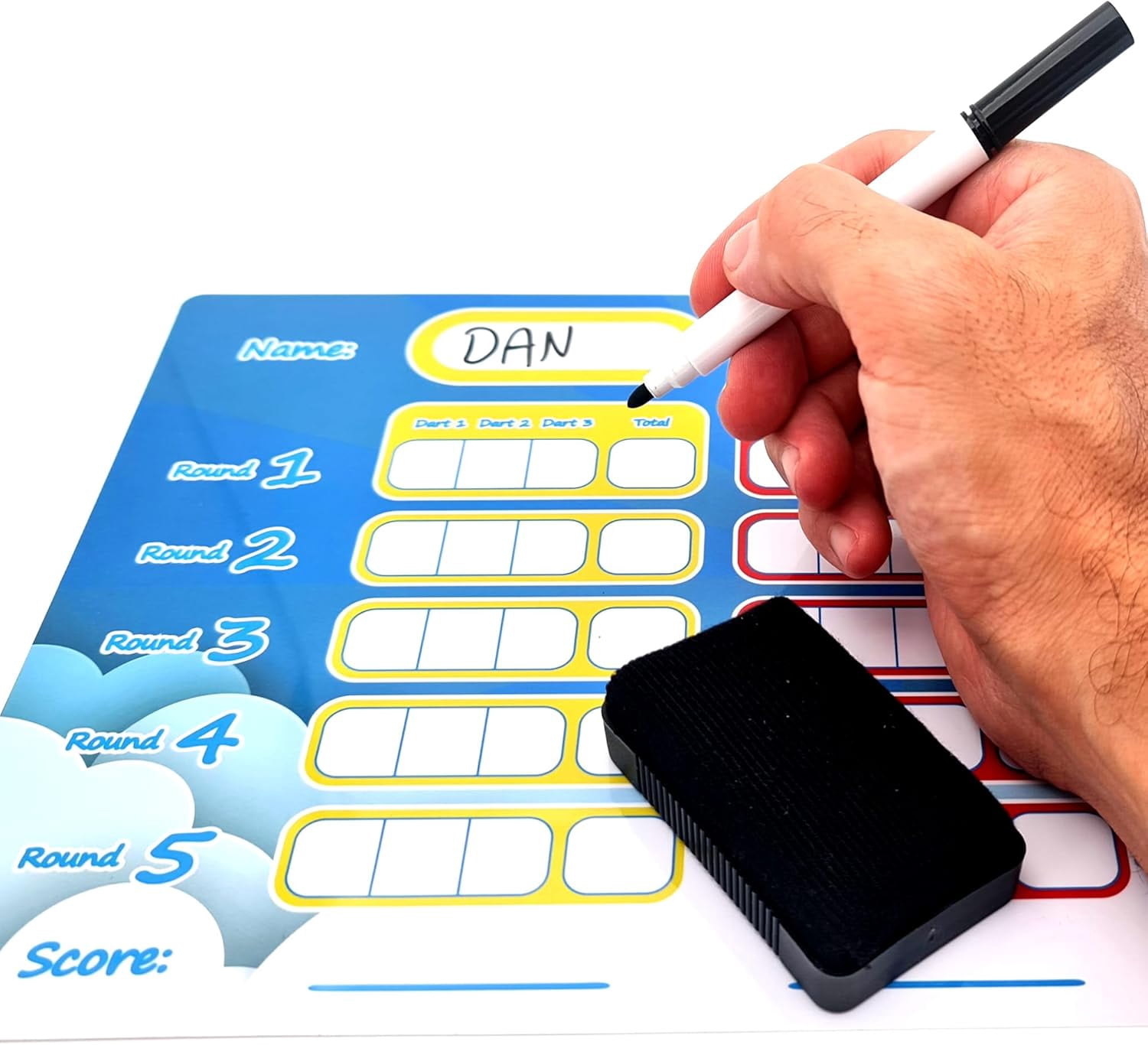 HMMAGNETS Large Magnetic Dart Board for Kids with 12 Magnetic Darts & Dry Erase Scoreboard