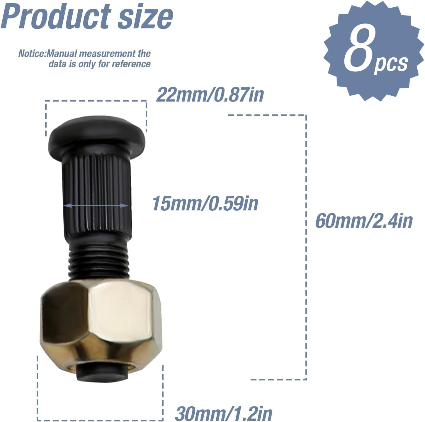 Aniceparthy 8Set 6564669 6709170 Lug Nut & Stud Kit Replacement for Bobcat 720 722 730 731 732 741 742 743 751 753 763 773 863 873 883 S100 S130 S150 S160 S175 S185 S205 S220 S250 S300 A220 A300 S510
