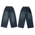 thumbnail image 3 of UACY Boys Baggy Jeans Y2K Straight Wide Leg Denim Pants Teen Aesthetic Vintage Casual Loose Fit Trousers (Blue, 5-6 Years), 3 of 9
