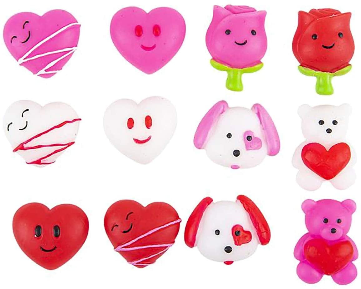 Valentine Mochi Squishy Toys 30 Pack Valentine's Day Party Favors Set Filled Hearts with Valentine Cards for Kids Kawaii Mochi Animal Squishies Valentine Classroom Prize Gifts Exchange for Boys Girls 