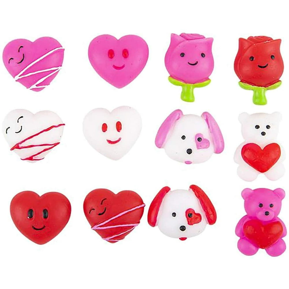 Set of 12 Valentine's Day Heart Mochi Squishy Adorable Cute Kawaii