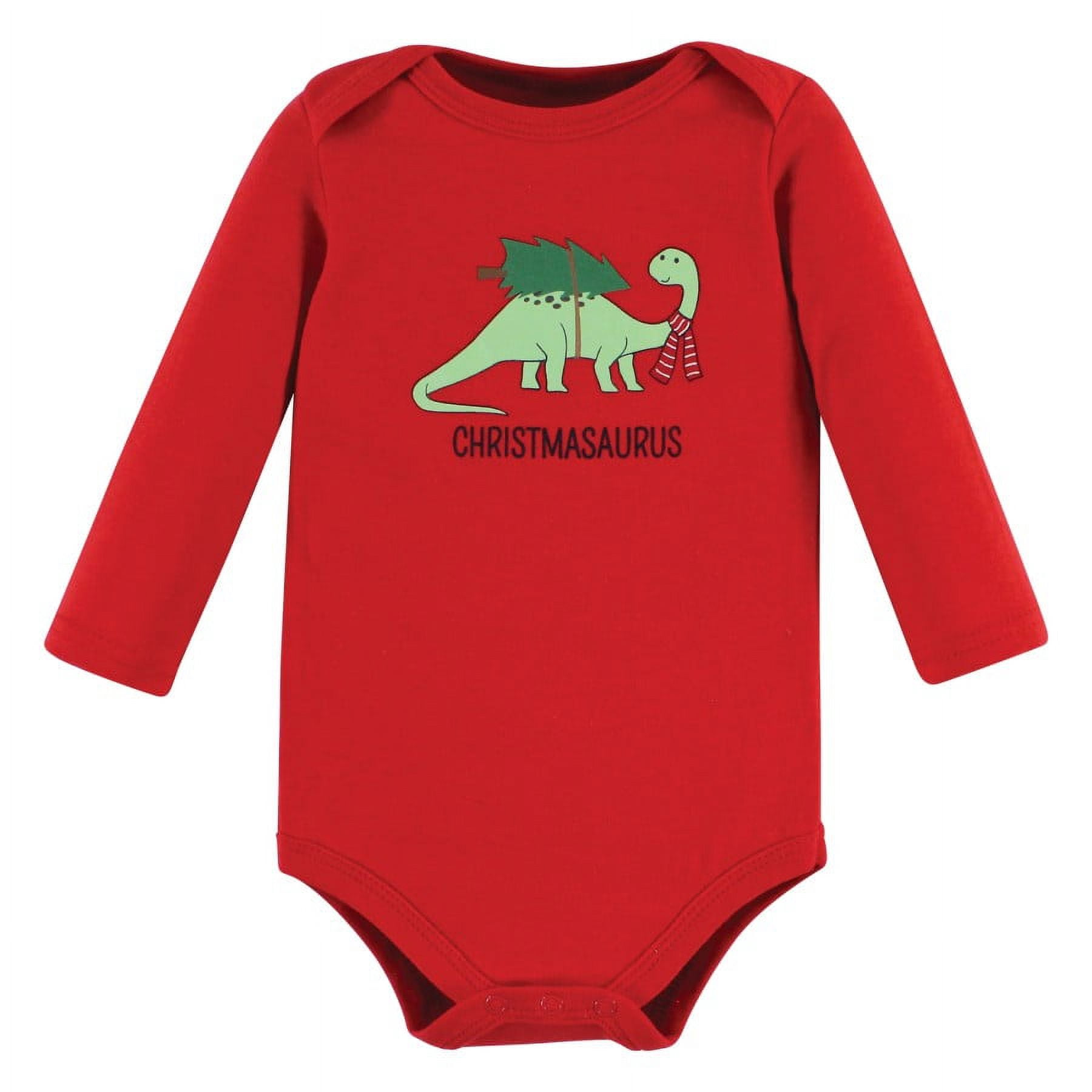 Hudson Baby Infant Boy Long-Sleeve Bodysuits and Pants, Christmasaurus, 0-3 Months