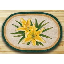 Earth Rugs Braided Rug 20" X 30" Oval 100% Jute -YELLOW LILIES