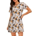 thumbnail image 1 of Fotbe Cute Cats Bata de Dormir para Mujer con Estampado, Camisón de Algodón de Manga Corta, Ropa de Dormir Casual, 1 of 6