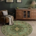 thumbnail image 1 of Boho Vintage Round Rug ft- Faux Wool Dreely Washable Area Rug Small Distressed Throw Rugs Floor Carpet for Door Mat Entryway Bedrooms Laundry (Round - ; Diameter Border ), 1 of 6