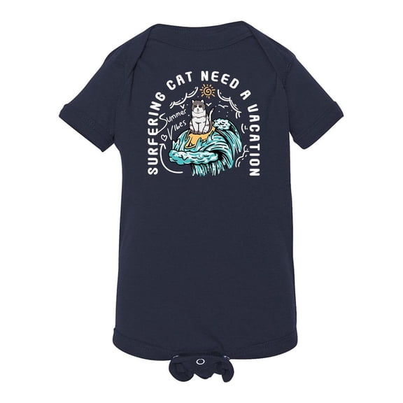 Fun Cat Surfing Quote Bodysuit Infant -Image by Shutterstock,  Newborn