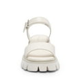 thumbnail image 3 of BURUDANI Women's Low Platform Chunky Block Ankle Strap Heel Sandals Open Toe BEIGE-PU Size 6, 3 of 9