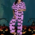 thumbnail image 2 of THDHVS Pajamas for Women Set,Womens Pajama Sets,Women's Pajama Sets Short Sleeve Button Down Halloween Print Sleepwear Nightwear Soft Pjs Lounge Sets Purple M, 2 of 6