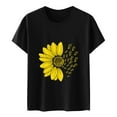 thumbnail image 4 of Women's T Shirts Short Sleeve Sunflower Butterfly Printed Shirt Round Neck Fashion Top Lightweight Soft Outfit Clothes Summer Casual T-shirt Tops, 4 of 5
